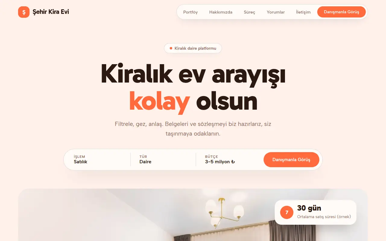 Emlak Ofisi Web Sitesi — Şehir Kira Evi
